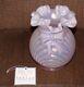 Vintage Fenton Carnival Opalescent Iridescent Pink Glass Ruffled Bow Vase USA