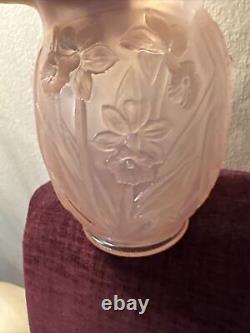 Vintage Fenton Daffodil Vase Opalescent Pink Carnival Glass Ruffled Edge