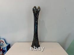 Vintage Fenton Diamond Point Column Carnival Art Glass Vase Iridescent 19 Tall