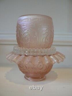 Vintage Fenton Fairy Lamp Art Glass Candle Holder Carnival Iridescent 3 Piece