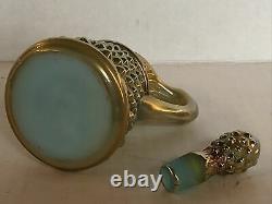Vintage Fenton For Levay Aqua Opalescent Carnival Hobnail Glass Cruet withStopper