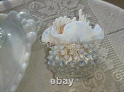 Vintage Fenton French White Hobnail Opalescent Vanity! ALL EXCEPTIONAL CONDITION