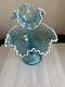 Vintage Fenton Ice Blue Carnival Style Single Horn Pedestal Epergne