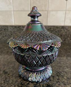 Vintage Fenton Iridescent Amethyst Glass Pagoda Purple Carnival 7