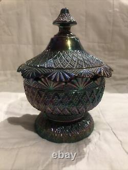 Vintage Fenton Iridescent Amethyst Glass Pagoda Purple Carnival 7 Excellent