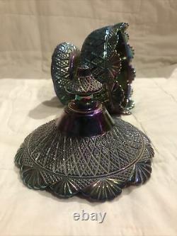Vintage Fenton Iridescent Amethyst Glass Pagoda Purple Carnival 7 Excellent
