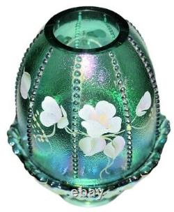 Vintage Fenton Iridescent Beaded Fairy Lamp Hand Painted Rare