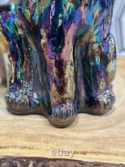 Vintage Fenton Iridescent Carnival Glass, Alley Cat Smiling Winking Eye 11