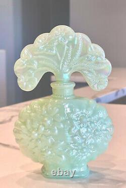 Vintage Fenton Perfume Bottle / Stopper Pink Iridescent over Sea Green