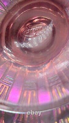 Vintage Fenton Pink Iridescent/Carnival Glass Pineapple Heart Pattern Fairy Lamp