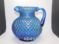 Vintage Fenton Pitcher1992/3 Generationsblue Opalescent/carnivalhobnail