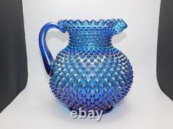 Vintage Fenton Pitcher1992/3 Generationsblue Opalescent/carnivalhobnail