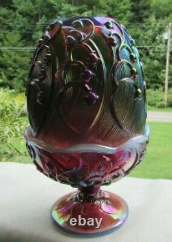 Vintage Fenton Plum Opalescent Carnival Glass Lily of the Valley Fairy Lamp 7