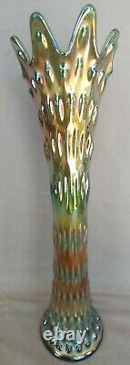 Vintage Fenton Style Iridescent Carnival Depression Glass Vase 16 1/2