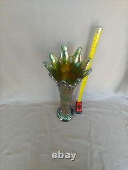 Vintage Fenton Style Iridescent Carnival Depression Glass Vase 16 1/2