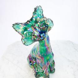 Vintage Fenton Winking Alley Cat Amethyst Iridescent Carnival Glass LARGE