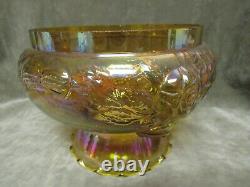 Vintage Glass Amber Iridescent Carnival Mushroom Light / Lamp Shade Roses Design