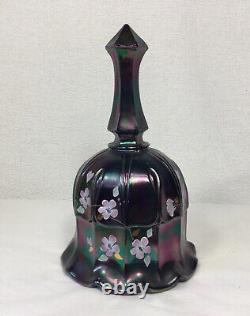 Vintage Glass Bell Hand Painted Signed Fenton Amethyst? Opalescent Carnival 7