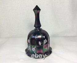 Vintage Glass Bell Hand Painted Signed Fenton Amethyst? Opalescent Carnival 7