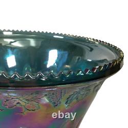 Vintage INDIANA Iridescent Blue Carnival Glass Princess Punch Bowl Set with12 cups