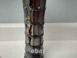 Vintage Imperial Amethyst Iridescent Carnival Glass Vase, 12 1/4 T 3 3/8 Dia