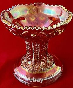 Vintage Imperial Carnival Glass Marigold Twins Punch Bowl + Base Bright Beauty