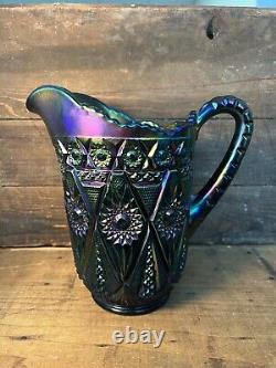 Vintage Imperial Glass / Carnival Glass Amethyst Diamond Lace Pitcher