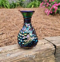 Vintage Imperial Glass Purple iridescent carnival glass grape Carafes/Vase
