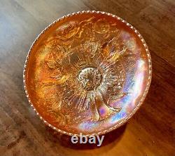 Vintage Imperial Lustre Carnival Glass Rose Pattern Tri Footed Bowl NICE