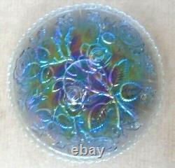 Vintage Imperial Open Rose Carnival Iridescent Glass Blue/Smokey Plate 10.5