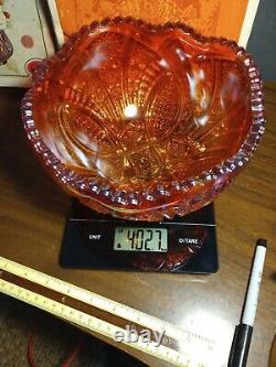 Vintage Indiana Carnival Glass RED SUNSET Iridescent Handmade Set Of 2 Bowls