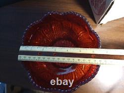 Vintage Indiana Carnival Glass RED SUNSET Iridescent Handmade Set Of 2 Bowls