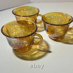 Vintage Indiana Glass Carnival Glass Punch Bowl Set Iridescent Gold WITH BOX