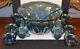 Vintage Indiana Glass Co Iridescent Blue Carnival Glass #7446 Punch Bowl Set