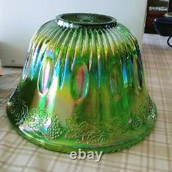 Vintage Indiana Glass Iridescent Lime Carnival Glass Punch Bowl Set