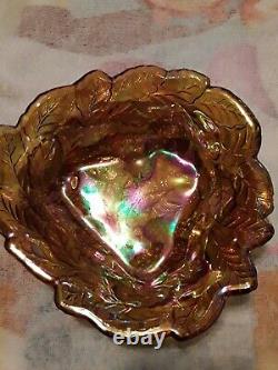 Vintage Indiana Loganberry Iridescent #606 Depression Glass Bowl Carnival Amber