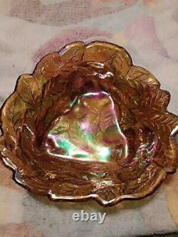 Vintage Indiana Loganberry Iridescent #606 Depression Glass Bowl Carnival Amber