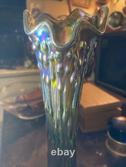 Vintage Iridescent Carnival Art Glass TREE TRUNK 12 Vase Excellent Condition