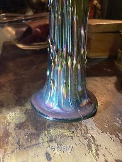 Vintage Iridescent Carnival Art Glass TREE TRUNK 12 Vase Excellent Condition