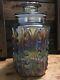 Vintage Iridescent Carnival Glass Embossed Cookie Jar Canister 9 X 5