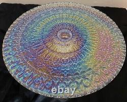 Vintage Iridescent Clear Carnival Glass Large 14 Pedestal Cake Stand