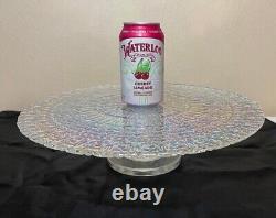 Vintage Iridescent Clear Carnival Glass Large 14 Pedestal Cake Stand