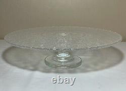 Vintage Iridescent Clear Carnival Glass Large 14 Pedestal Cake Stand