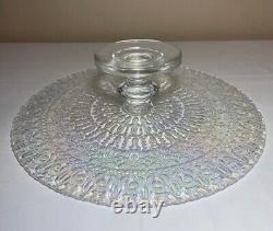 Vintage Iridescent Clear Carnival Glass Large 14 Pedestal Cake Stand