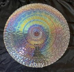 Vintage Iridescent Clear Carnival Glass Large 14 Pedestal Cake Stand