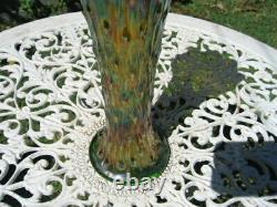 Vintage Iridescent Green Carnival Glass Northwood Tree Trunk Vase