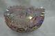 Vintage Iridescent Pink Carnival Deep Cut Glass Bowl With Sawtooth Rim