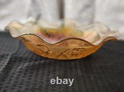 Vintage Jeannette Crystal Iris Iridescent Ruffled Edge Dishes Carnival Glass