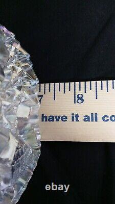 Vintage L E Smith Iridescent Clear Carnival Glass Bowl Opal Mint Diamond Cut