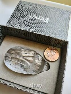 Vintage LALIQUE Scarab Beetle Silver Iridescent Glass Paperweight